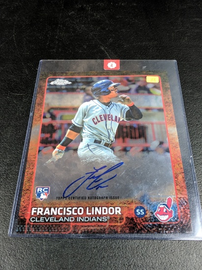 Fransico Lindor Signed 8 by 10 Special Card with Topps certification