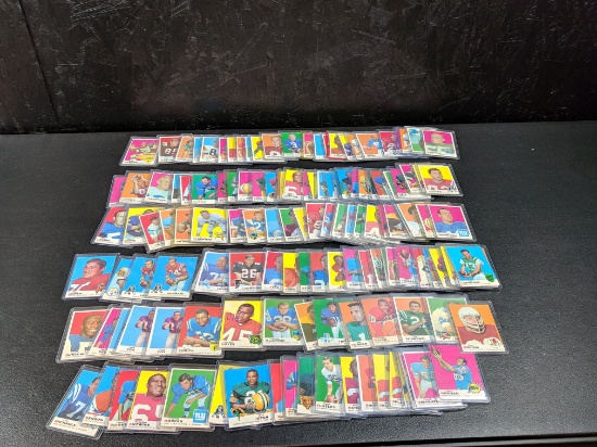 68 Topps Football lot, 140 cards all sleeved. Good to Excellent.