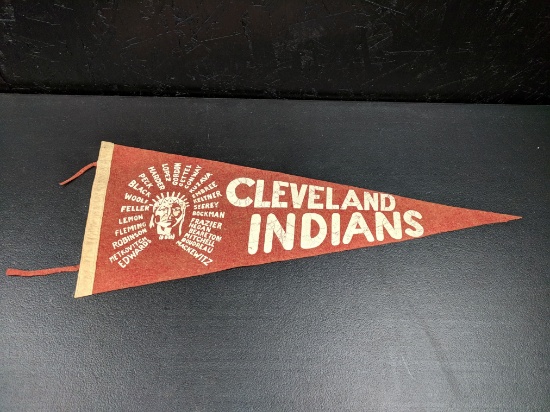 Vintage Cleveland Indians 1940s-50s pennant. With players names. Near mint.
