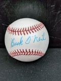 Buck O'Neil MLB ball, aqua ink sweet spot , SGC