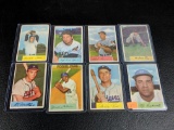 54 Bowman baseball cards: 8 with Campanella, PeeWee Reese, Whitey Ford, plus others. Fair to VG