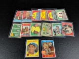 59 Topps baseball: Campanella, Koufax, Aaron, Banks, team cards, Frick. 14 cards. G to VG+