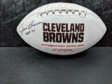 Jim Brown white panel signed football. Black sharpie. JSA