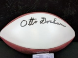 Otto Graham signed white  panel football. Black sharpie. JSA cert