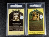 Yogi Berra & Carlton Fisk Signed HOF Plaque Cards - PSA Graded