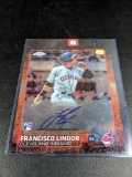 Fransico Lindor Signed 8 by 10 Special Card with Topps certification