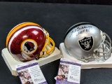 Bobby Mitchell and Fred Biletnikoff signed mini helmets, both JSA