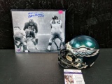 Chuck Bednarik signed mini helmet JSA plus signed 8x10 SGC