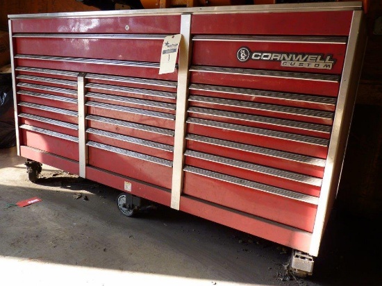 Cornwell 84in 25 Drawer Cabinet, Red. Unit dimensions: 84?W x 30?D x 39?H.