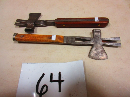 2 EARLY HATCHETS  ONE IS MARKED  SAMUEL UNDERBERG       [ YOUR BID TIMES 2 ]