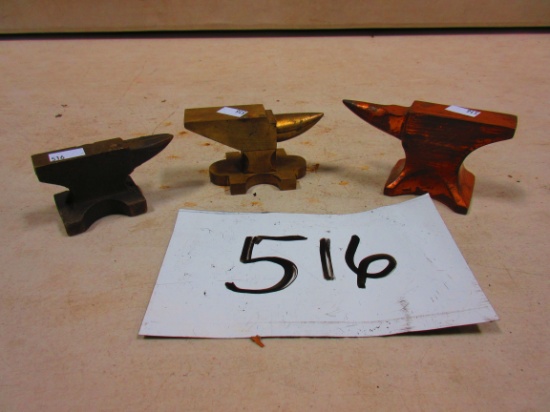 3 MINATURE BRASS ANVILS NICE LOT       [YOUR BID TIMES 3]