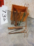 LOT OF 10 GOOD TONGS IN WOODEN BOX