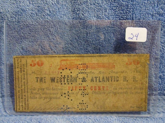 THE WESTERN & ATLANTIC RAILROAD 50-CENT BANK NOTE