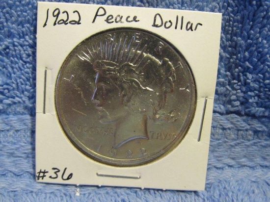 1922 PEACE DOLLAR BU