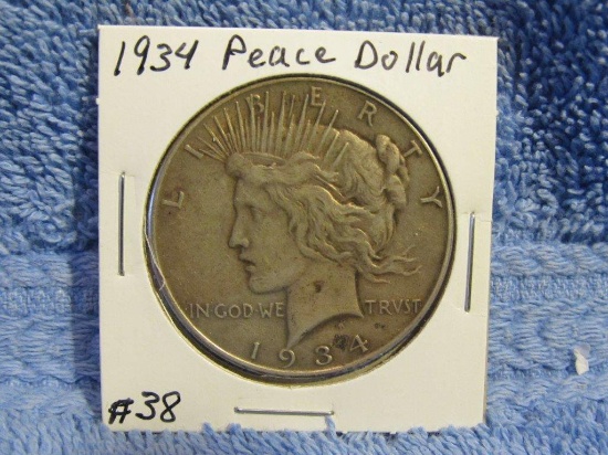 1934 PEACE DOLLAR VF
