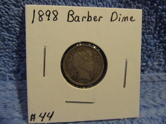 1898 BARBER DIME AU