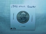 1942 WASHINGTON QUARTER BU