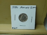 1944S MERCURY DIME BU