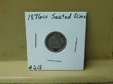 1876CC SEATED DIME F