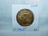 2009 GOLD PLATED SILVER EAGLE BU