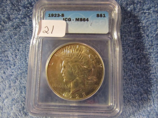 1923S PEACE DOLLAR ICG MS64