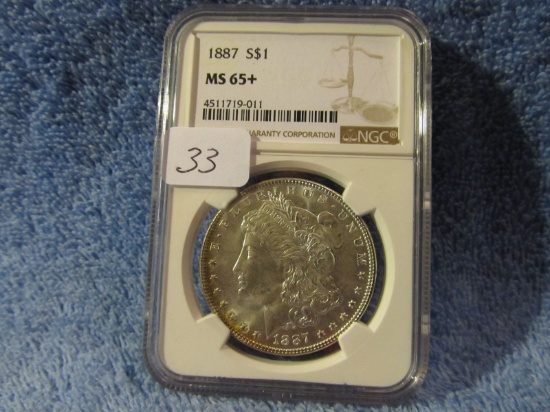 1887 MORGAN DOLLAR NGC MS65+