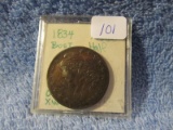 1834 BUST HALF BU TONED