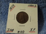 1873 OPEN-3 INDIAN HEAD CENT XF