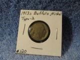 1913S TYPE-2 BUFFALO NICKEL (TOUGH DATE) VG