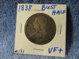 1838 BUST HALF VF+