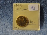 1889 $5. LIBERTY MINTAGE 7500 AU