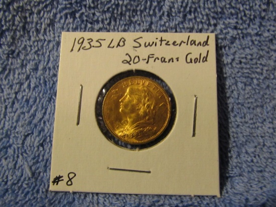 1935LB SWITZERLAND 20-FRANCS GOLD PIECE BU