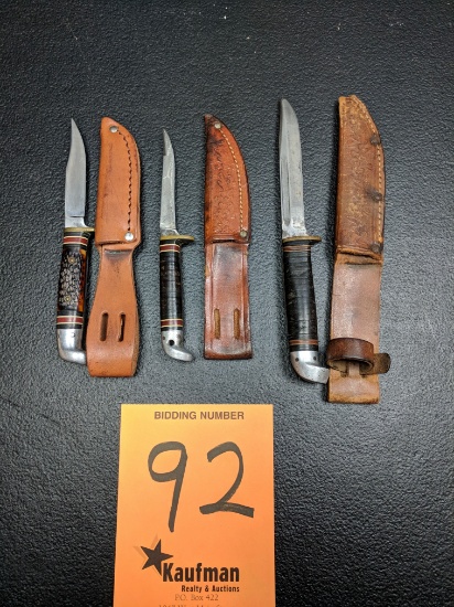 (3) Western Straight Blade Knives