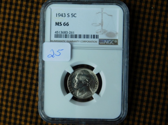 1943S JEFFERSON WAR NICKEL NGC MS66