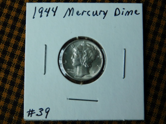 1944 MERCURY DIME BU