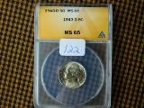 1943D JEFFERSON WAR NICKEL ANACS MS65