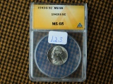 1943S JEFFERSON WAR NICKEL ANACS MS65