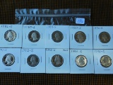 10 DIFFERENT WASHINGTON QUARTERS 1986S-96S PF