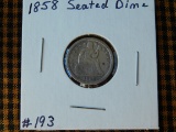 1858 SEATED DIME VF