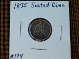 1875 SEATED DIME VF