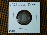 1821 BUST DIME F