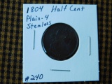 1804 PLAIN-4 STEMLESS HALF CENT VF