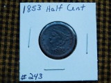 1853 HALF CENT UNC