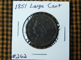 1851 LARGE CENT (RIM DINGS) VF