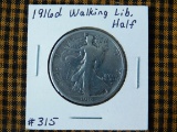 1916D WALKING LIBERTY HALF (SEMI KEY) F