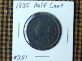 1835 LARGE CENT (LIGHT SCRATCHES) XF