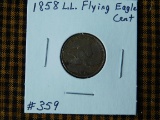 1858 L.L. FLYING EAGLE CENT AU