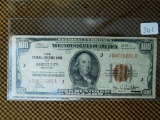 1929 $100. NATIONAL CURRENCY NOTE KANSAS CITY. MO. XF