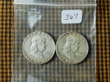 1950,51S, FRANKLIN HALVES (2-COINS) XF