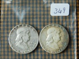 1953,53S, FRANKLIN HALVES (2-COINS) XF